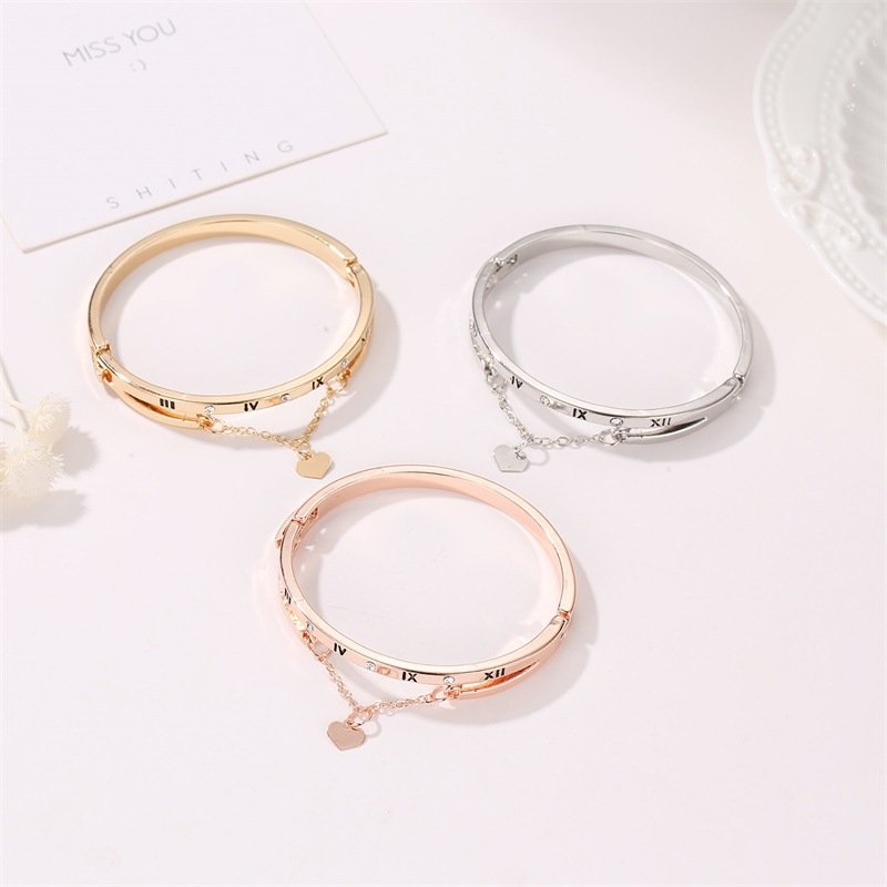 Luxury Rose Gold Stainless Steel Bracelets Bangles Female Heart