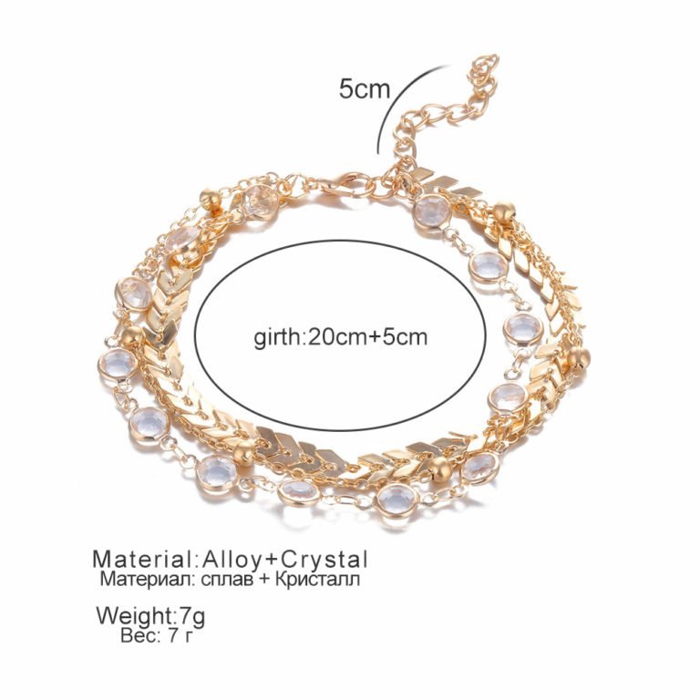 Crystal Sequins Anklet Set Fashion Handmade Ankle Bracelet For Women