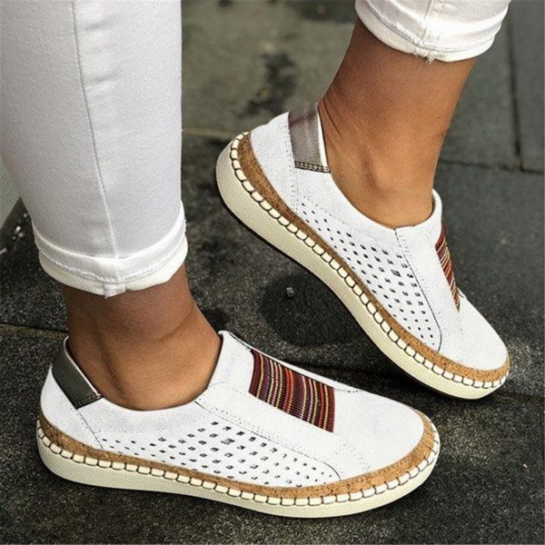 2020 Fashion Mesh Spring Summer Lace Up Breathable Women Sneakers Platform Flats White Women 0010