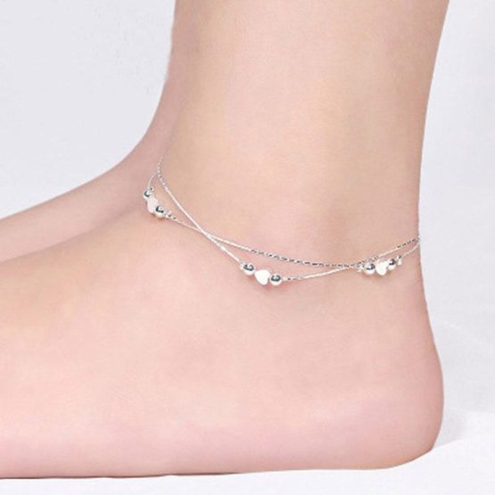 1PCS Hot Sexy Anklet Foot Chain love Heart Shaped multilayer Silver