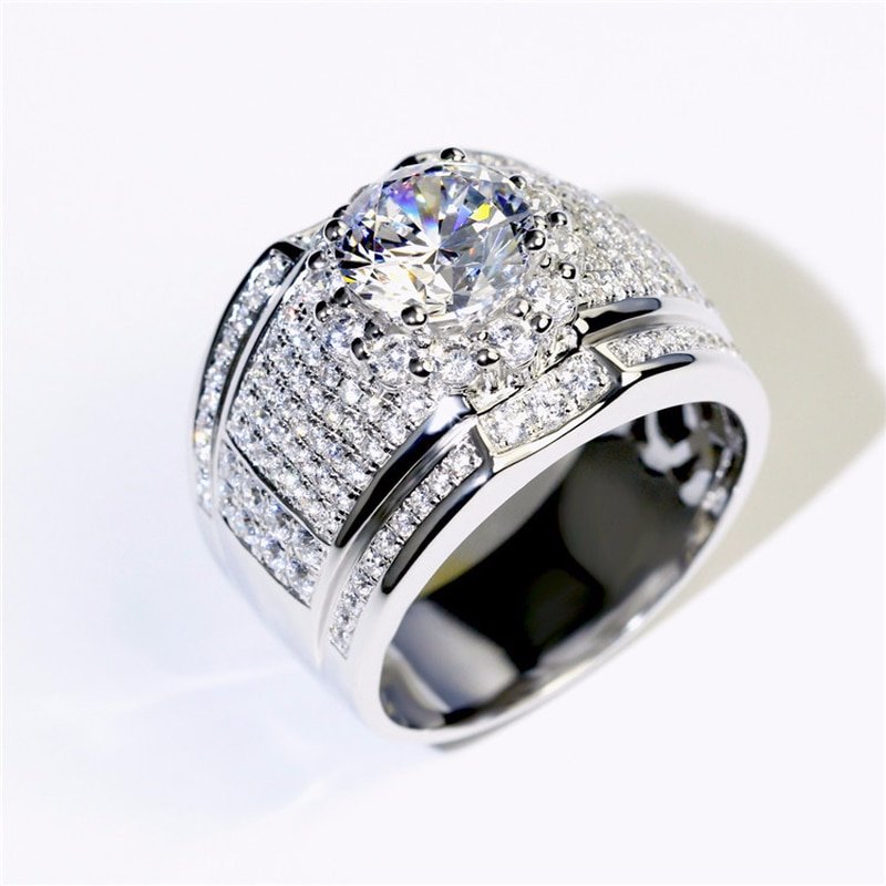 2020 New 925 Sterling Silver Color Big Zircon Stone Rings For Women