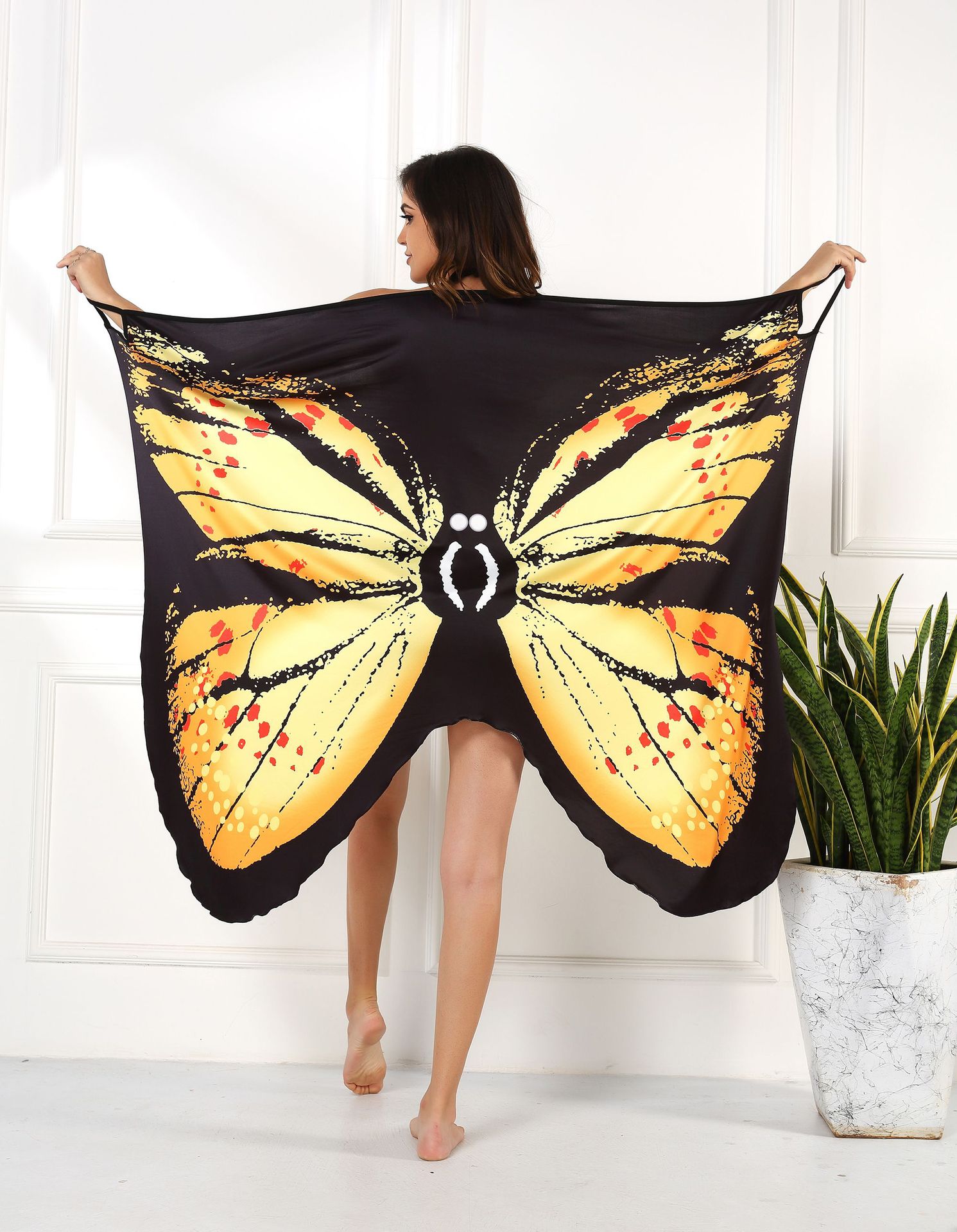 2021 Summer Women Beach Wear Tunic Bikini Bath Sarong Wrap Skirt Swimsuit Cover Up Butterfly 