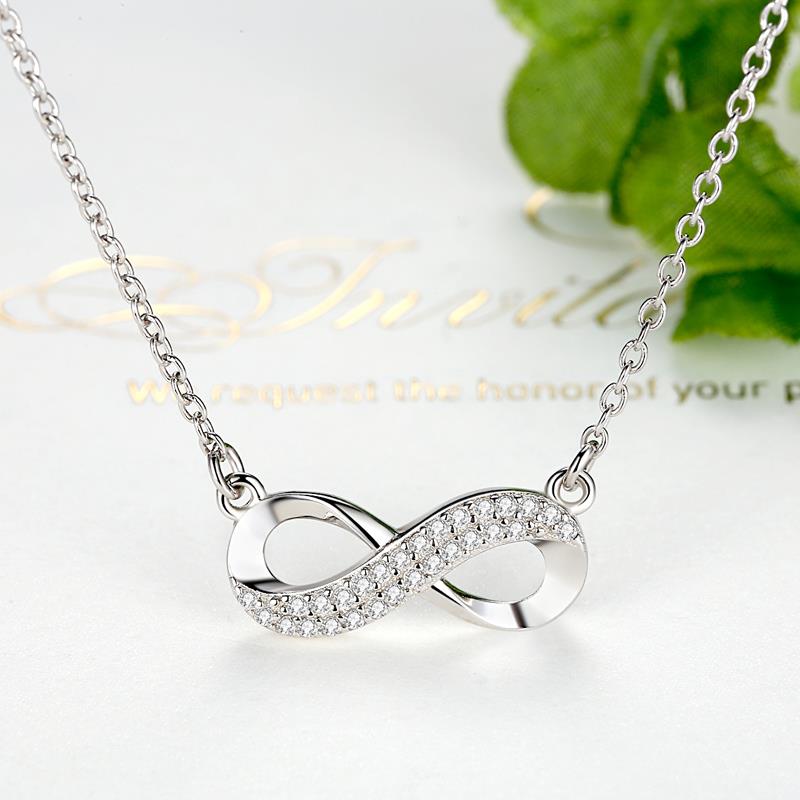 925 Sterling Silver ,Crystal Infinity Pendant Necklace, 8 Figure ...