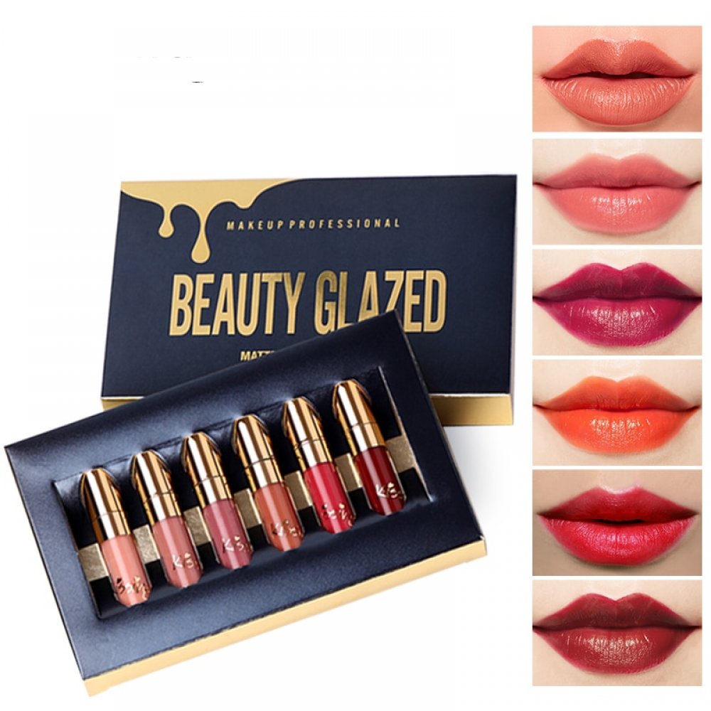 Beauty Glazed 6 Colors Matte Lipstick Set Waterproof Long Lasting