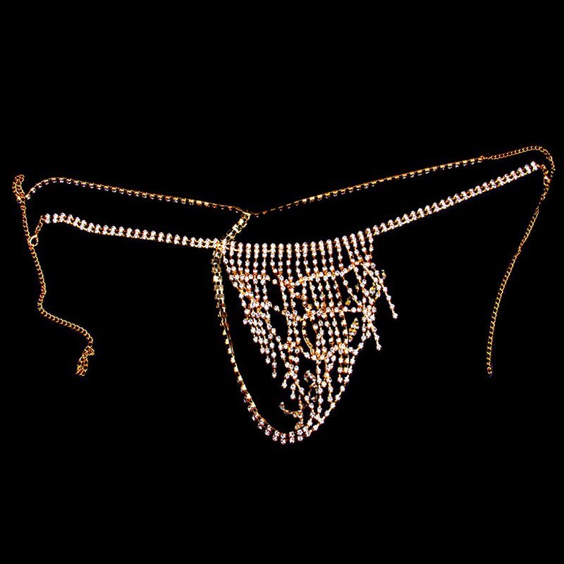 Gold Tassel, Rhinestone Underwear ,Thong for Women, New Sexy Jewelry