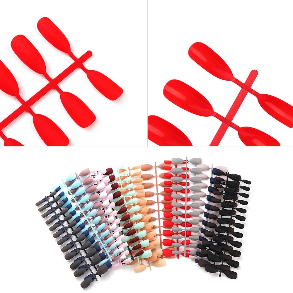 Matte False Nails. Popular Designs. Glue On 24pcs Long Tip Patch Pure