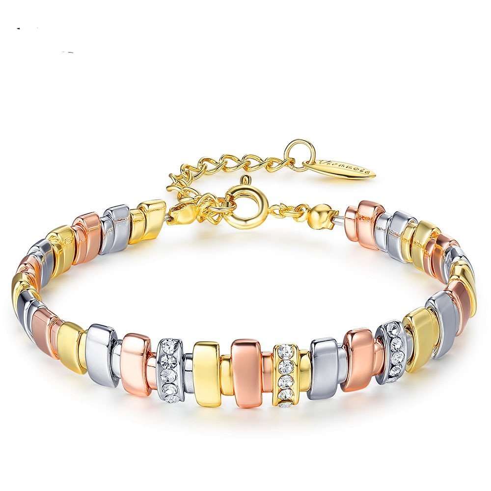 New Gold & Silver & Rose Gold Color Bracelets For Women, Rhinestone
