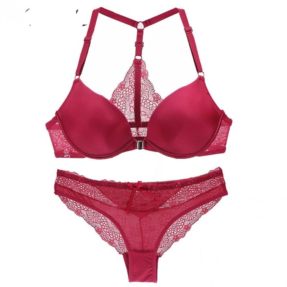 women lace lingerie set plus size bra push up , beautiful underwear Seamless female front
