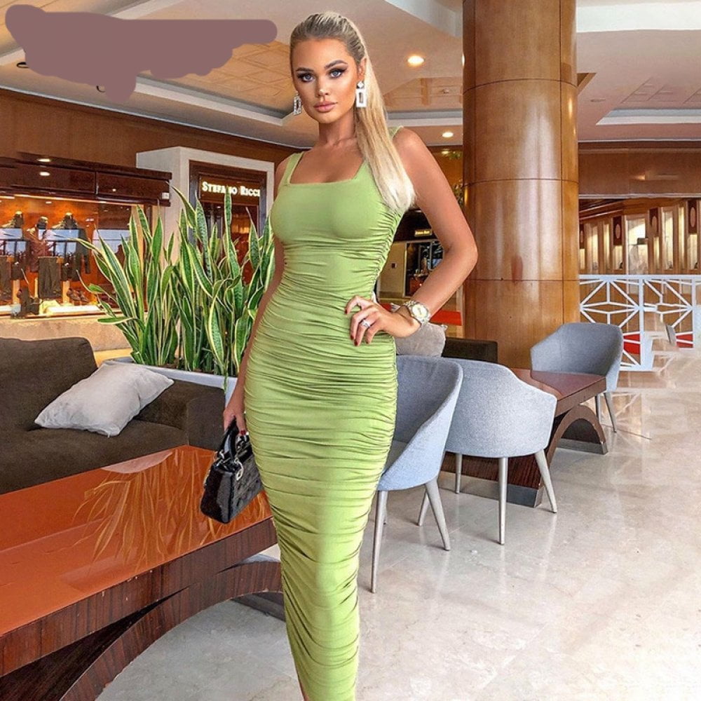 Women Midi Shirt Dress Bodycon Sexy Sleeveless Elegant Party Backless Streetwear