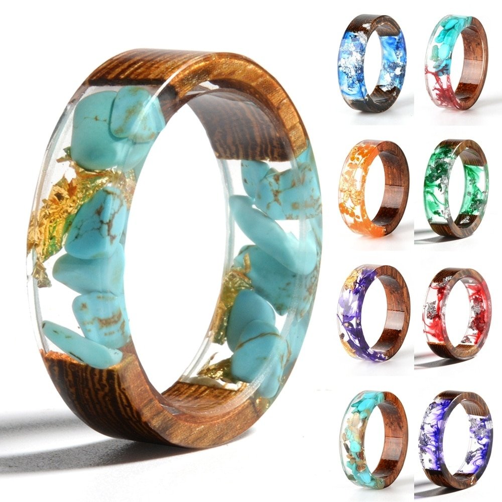 New Design Epoxy Rings Clear Wood Resin Ring Fashion 