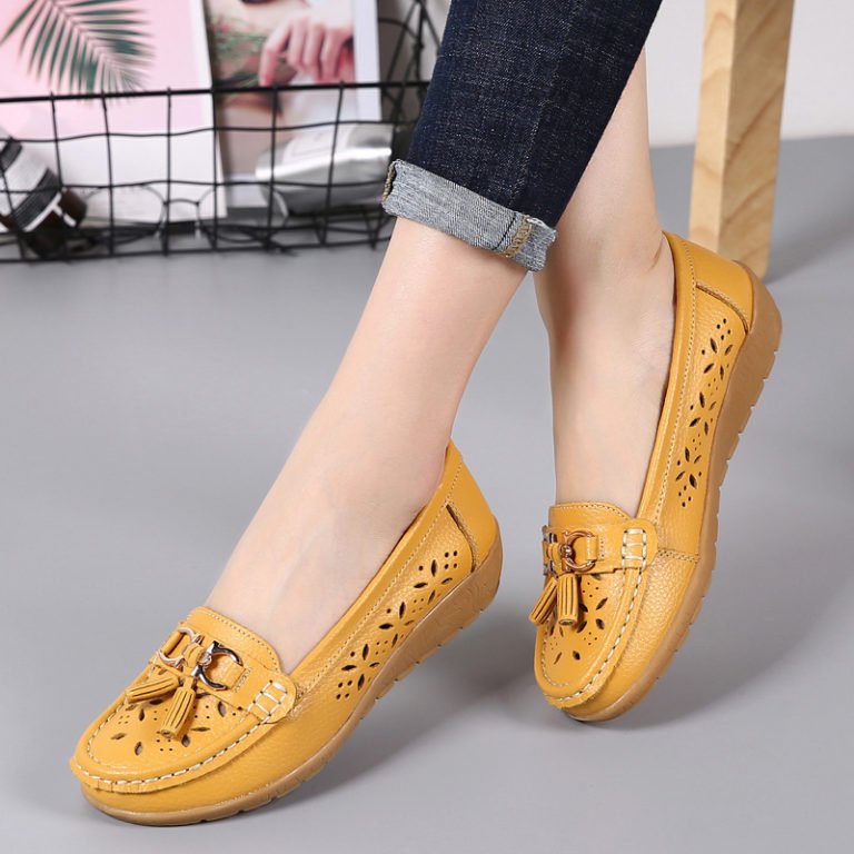 Women Flats , Summer Women Genuine Leather Shoes With Low Heels,  Slip On Casual Flat Shoes , Women Loafers Soft Nurse # NP - Image 2