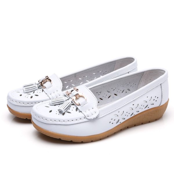 Women Flats , Summer Women Genuine Leather Shoes With Low Heels, Slip ...