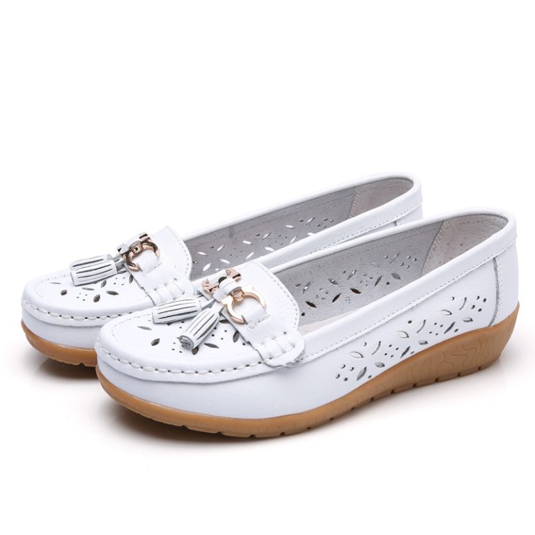 Women Flats , Summer Women Genuine Leather Shoes With Low Heels,  Slip On Casual Flat Shoes , Women Loafers Soft Nurse # NP - Image 3