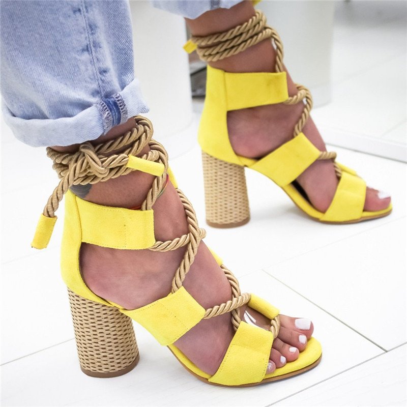 Summer Espadrilles . Women Sandals High Heel . Pointed