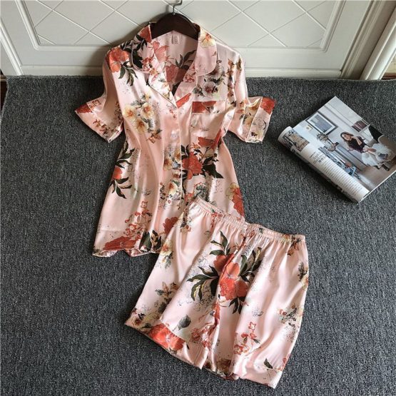 2020 New 3 PCS Women Pajamas Sets with Pants. Sexy Pajama Satin Flower ...