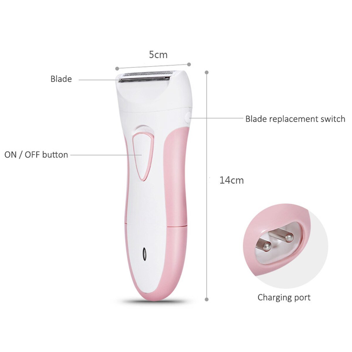 Electric Rechargeable Lady Shaver Women Hair Remover Wet Dry Trimmer Arm Legs Wet Dry