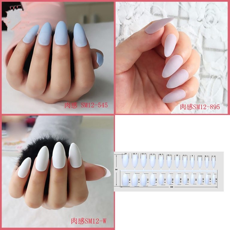 Matte False Nails. Popular Designs. Glue On 24pcs Long Tip Patch Pure ...