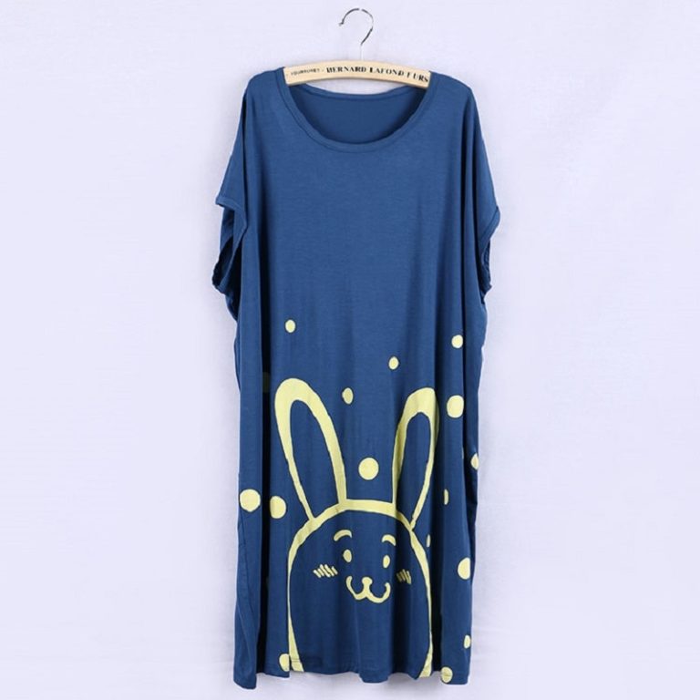 Night Dress Plus size. Women Sleepwear 5XL. simple Cartoon Nightshirts