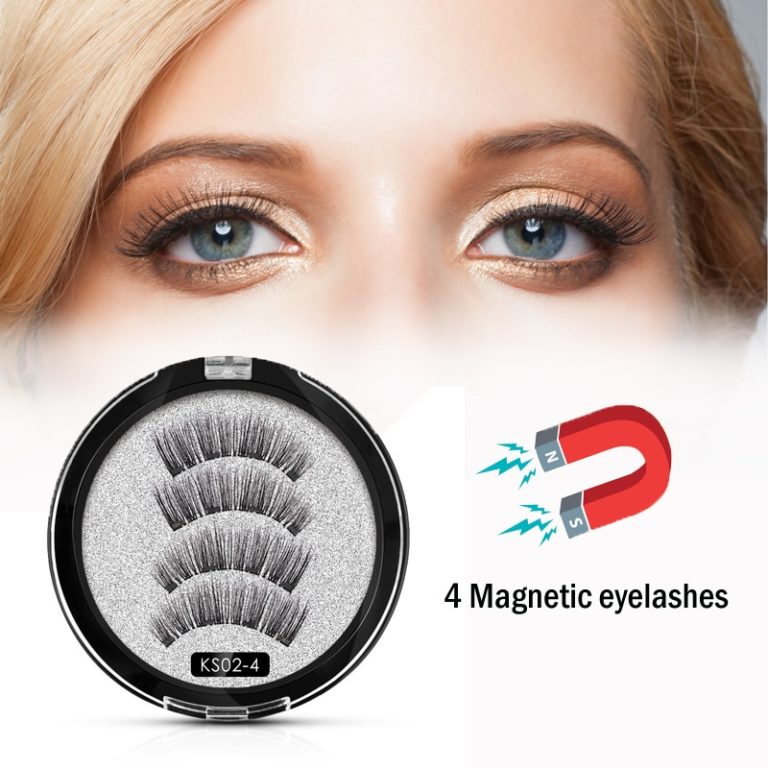 Magnetic eyelashes with 4 magnets handmade , 3D magnetic lashes natural ...