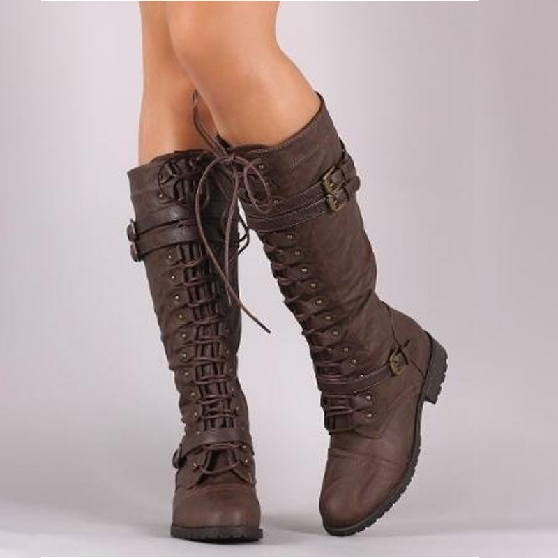 womens knee high boots with buckles