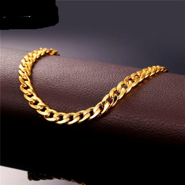Foot Jewelry Ankle Bracelet For Women. Gold Color Cuban Link Chain ...