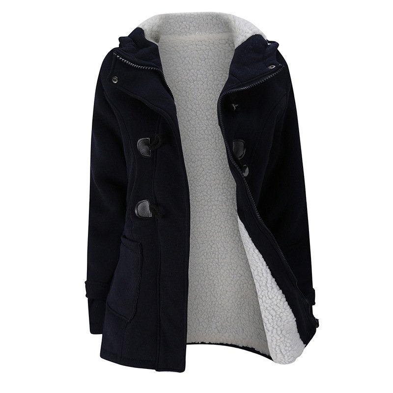 2020 New Autumn Winter Women’s Horn Button Coat, Slim Warm Woolen ...