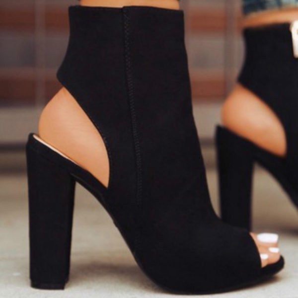 open toe high heel boots