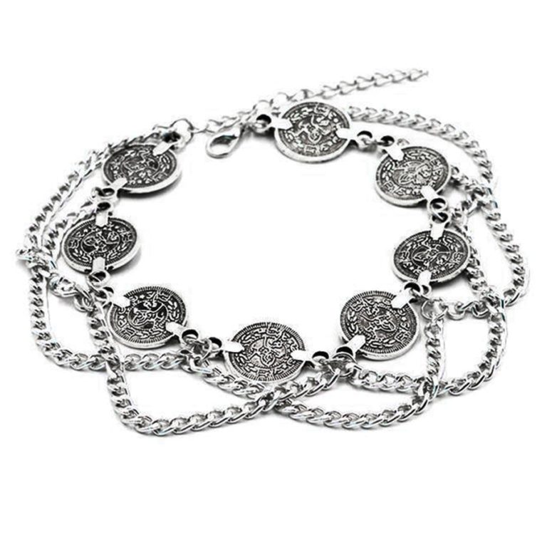 Vintage Silver Plated Anklets For Women, Coin Charms Tassels, Toe Ankle ...