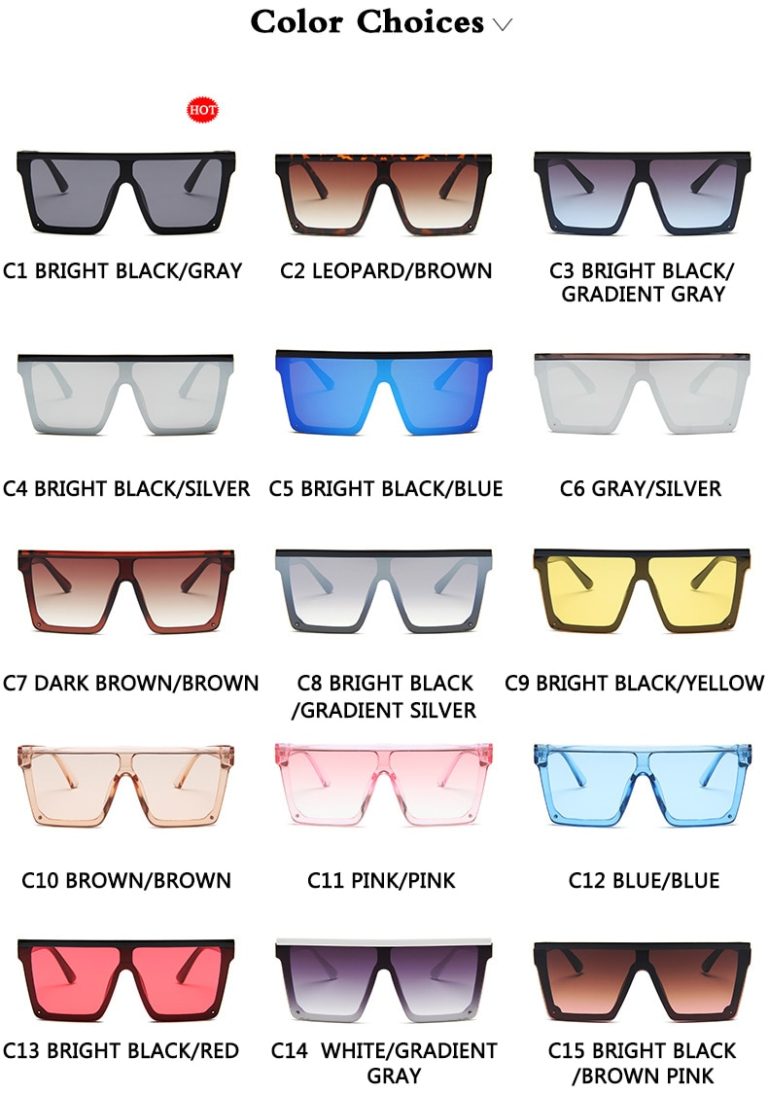 15 colors Flat Top Sunglasses , Women Brand Designer, Square Shades ...