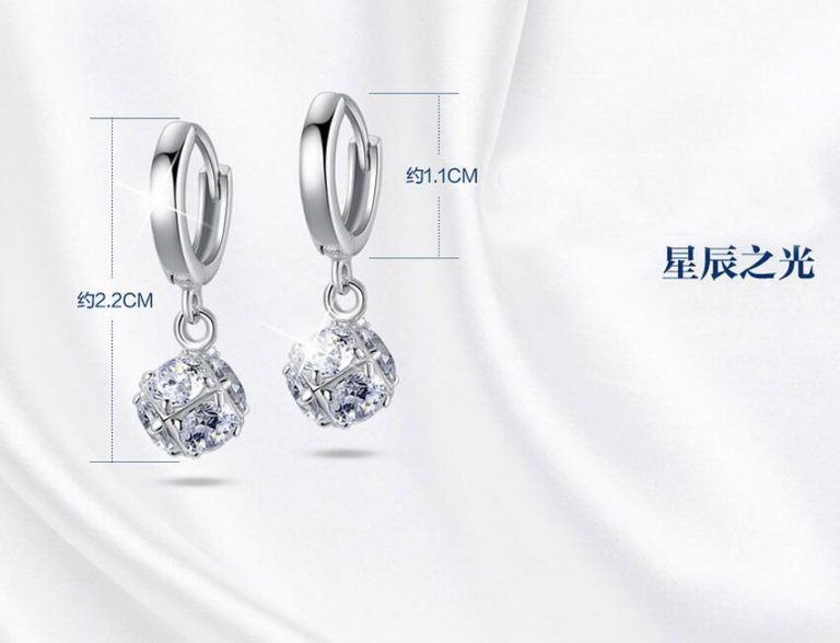 925 Sterling-silver-jewelry , Crystal Ball AAA CZ Z Stud Earrings For ...