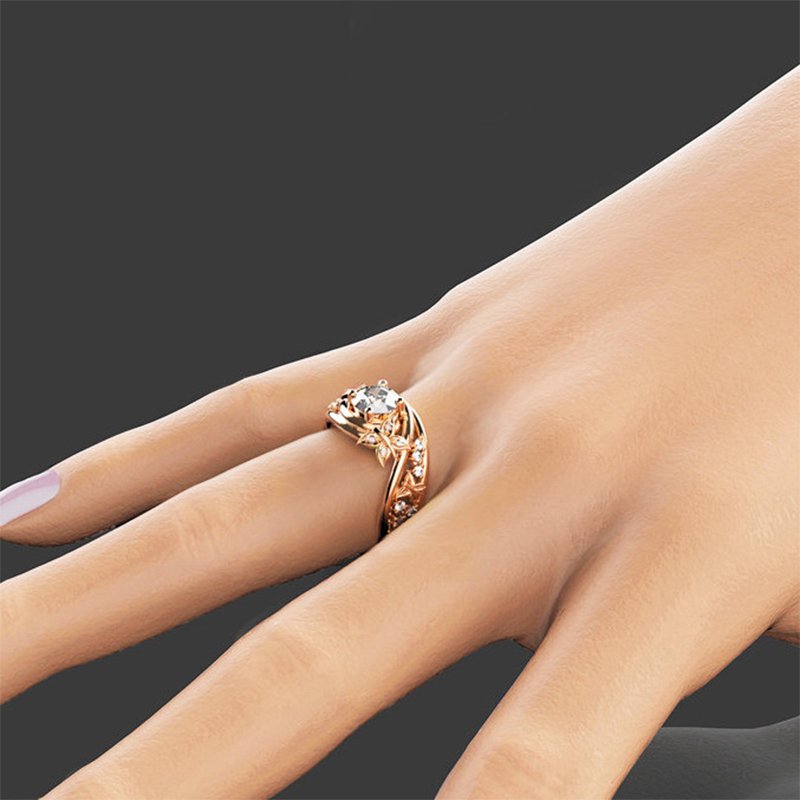 New Trendy Butterfly Gold Zircon Wedding Ring , Rose Flower ,Geometric