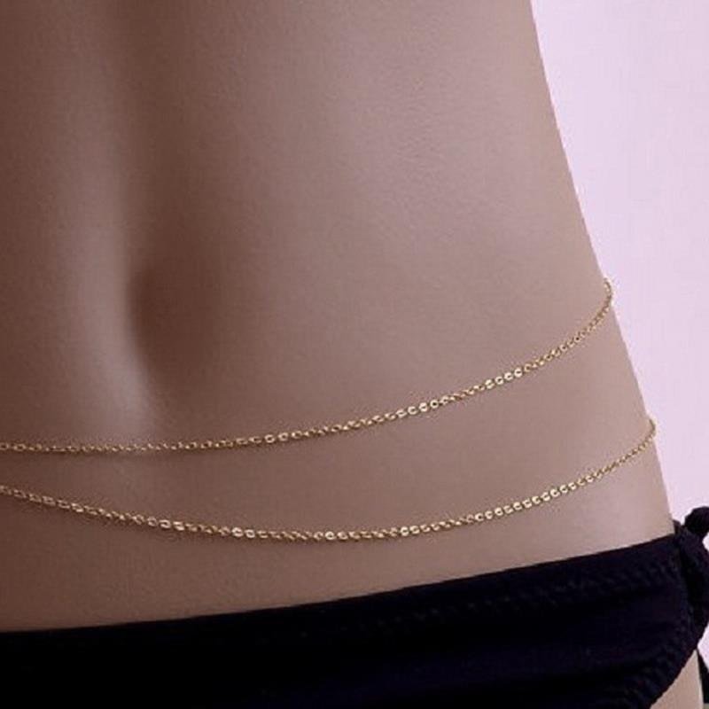 Sexy Double Layer Gold Silver Color Belly Chain Fashion Bikini Waist Link Necklaces Body