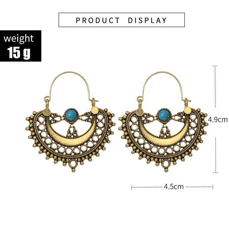 Style Drop Earrings , Gold , Silver Color,  Hollow Geometric Blue Bead Jewelry For Women,  Ladies Drop Earrings. #NP - Image 2