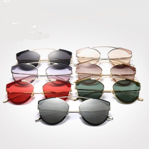 Silver Mirror Sunglasses , Ladies 2020 Trendy Retro Cat Eye Glasses ...