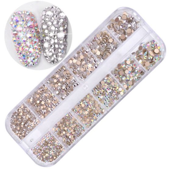 12 boxes / set of AB crystal rhinestone diamond , gem 3D glitter nail ...
