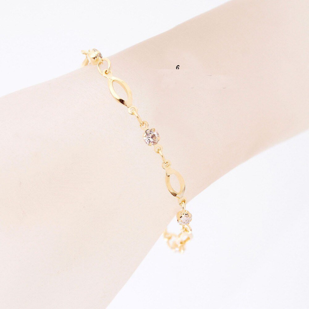 2020 Fashion Crystal Charm Bracelets for Women, Gold Color Link Chain ...