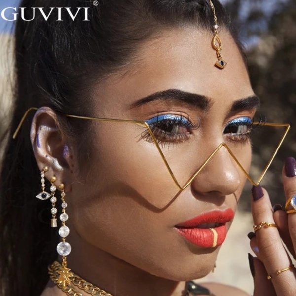 Diamond Steampunk Sunglasses , Frames Triangle Eyeglasses , Frames For Women ,Vintage Sunglasses, Frames For women Eyewear Decoration.#NP - Image 3
