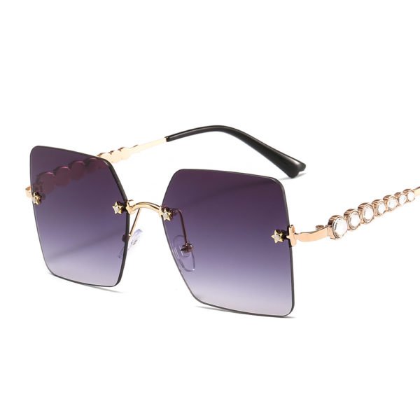 New Arrival Frameless Square Sunglasses Womens Luxury Sun Glasses Oversized Rhinestone Frame 3323