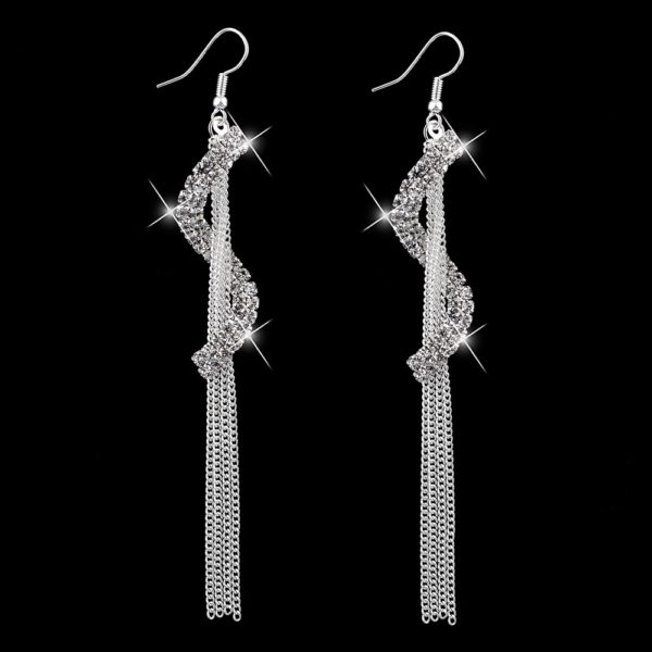 New S-Shape Long Tassel Drop Earrings Stones For Women, Fashion Jewelry ...