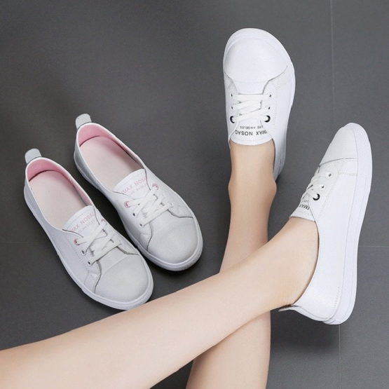 flat leather sneakers