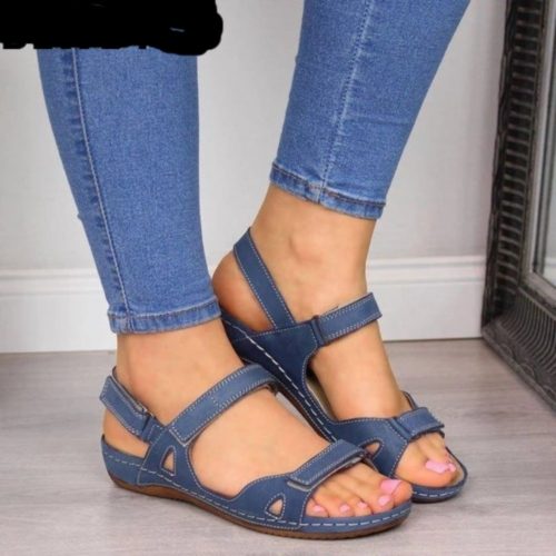 Summer Flat Sandals , Woman 2020 , Ladies Fashion Leather Flat Solid ...