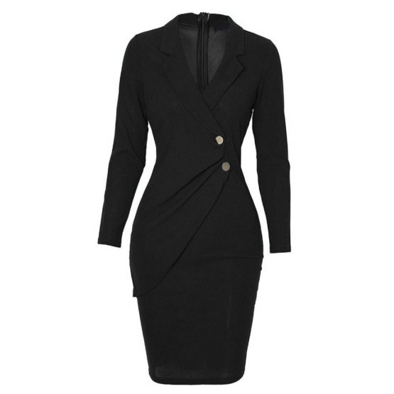 Office Dress , Women Elegant , Turn Down Neck ,Long Sleeve Buttons ...