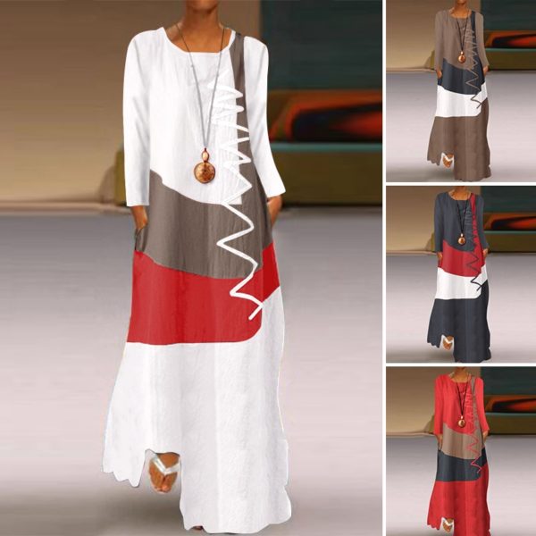 Women Patchwork Sundress, 2020 Summer Maxi Dress, Kaftan Casual ...