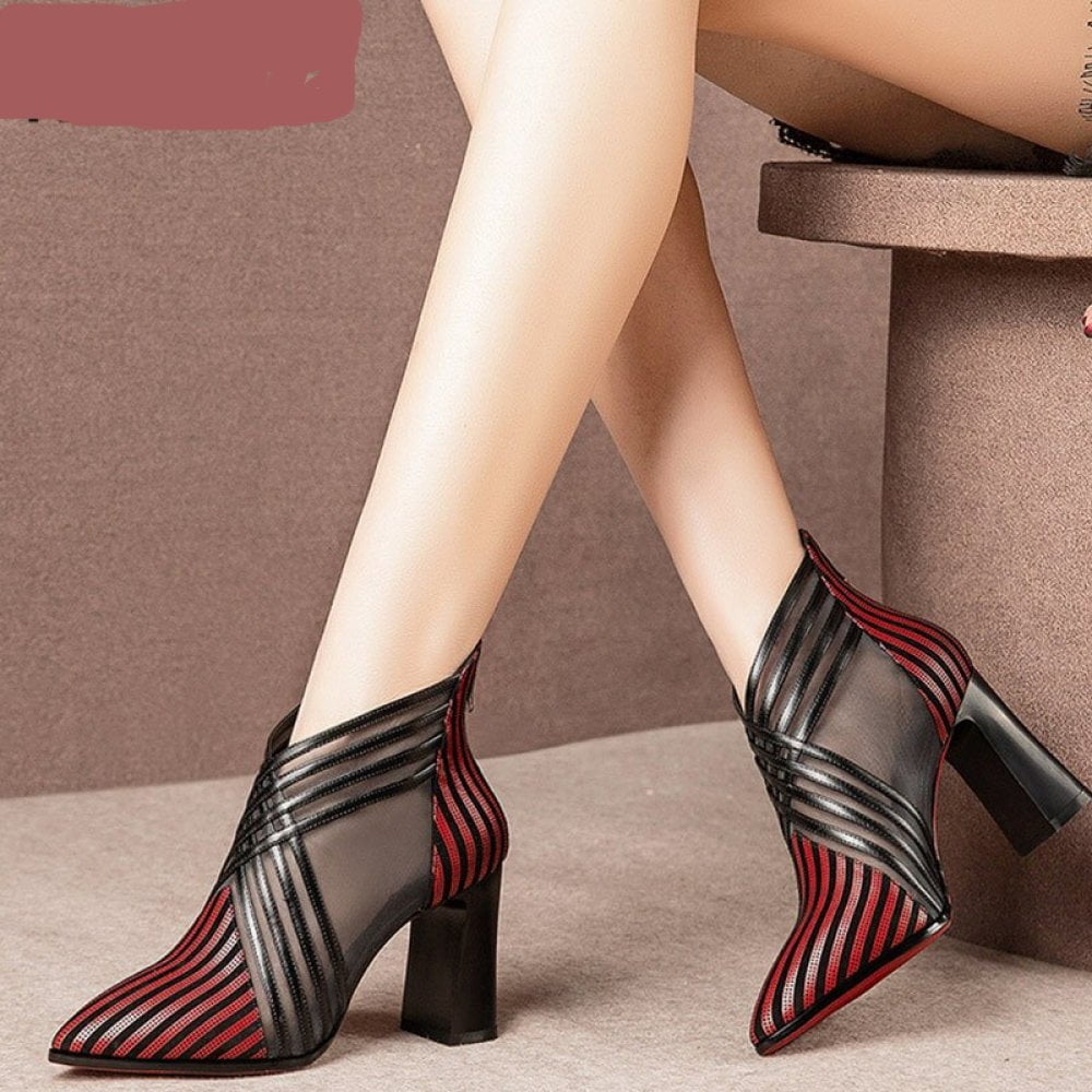 Woman Stripe Ankle Boots  2022 Women  Sexy High Heels  