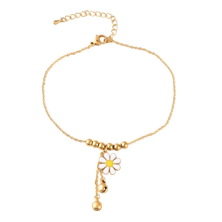 New Daisy Anklet Women , Stainless Steel Daisy, Flower Chain Anklet ...