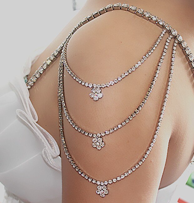 Noble tassel shoulder chain , dense rhinestone lingerie