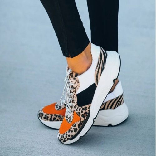 Women Breathable Sneaker , 2021 Woman Lace Up Leopard Vulcanized ...