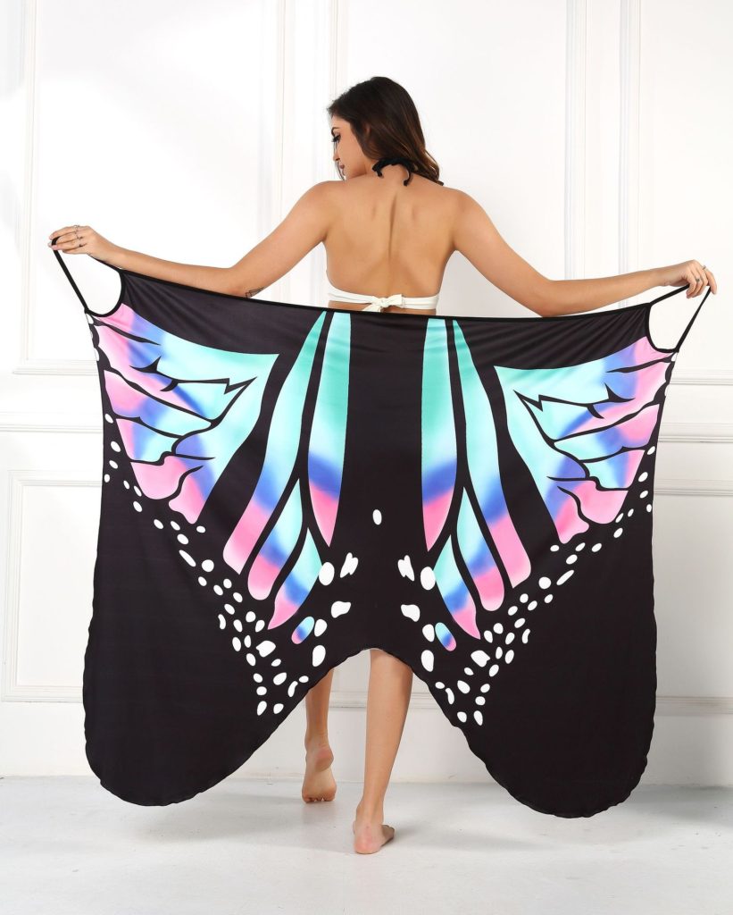 2021 Summer Women Beach Wear Tunic Bikini Bath Sarong Wrap Skirt Swimsuit Cover Up Butterfly