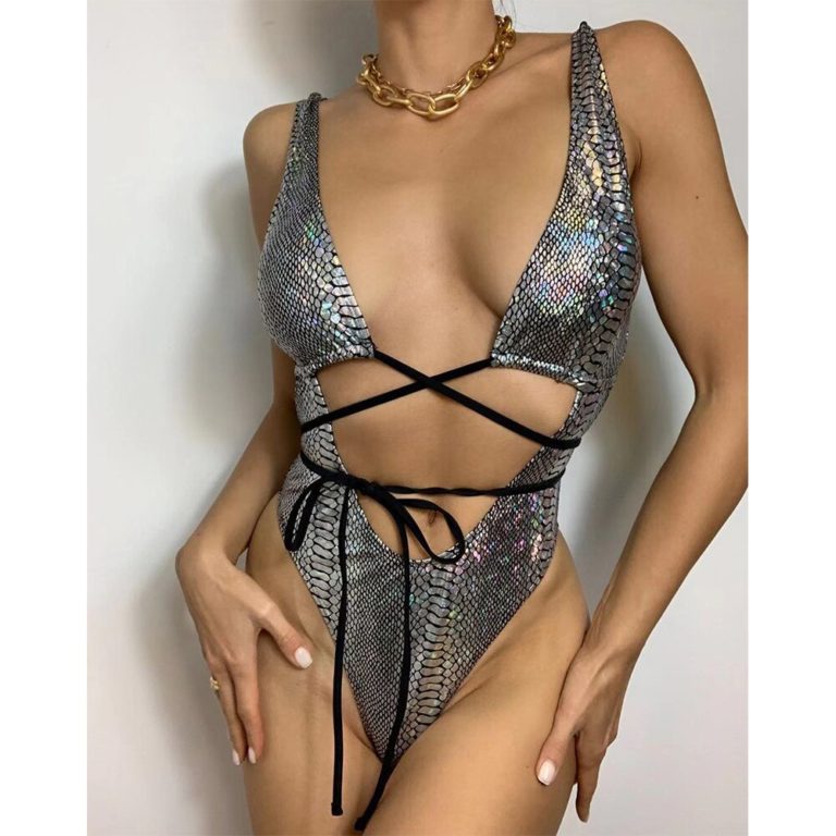 2021 Lady One Piece Swimsuit ,  Bandage Hollow Out Swimwear , Women Bodysuit Push Up Monokini Backless Bather , Bathing Suit Beachwear . # NP - Image 4