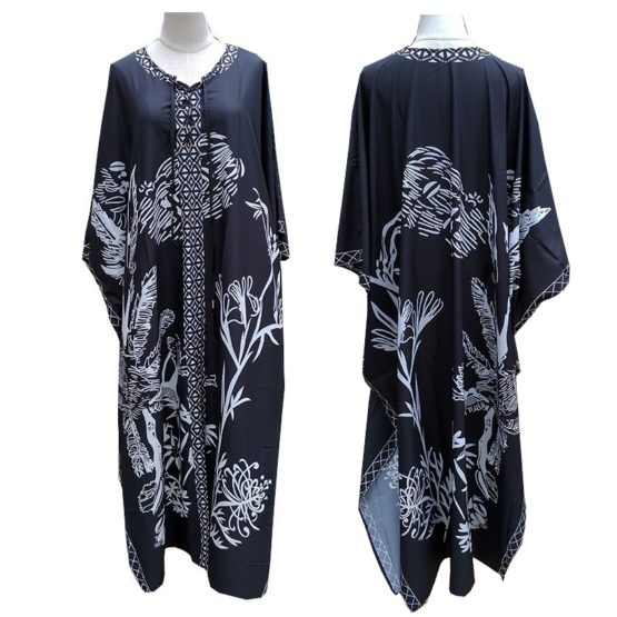 Plus size Beach Cover up , Boho Women Dress, Black Print Beachwear ...